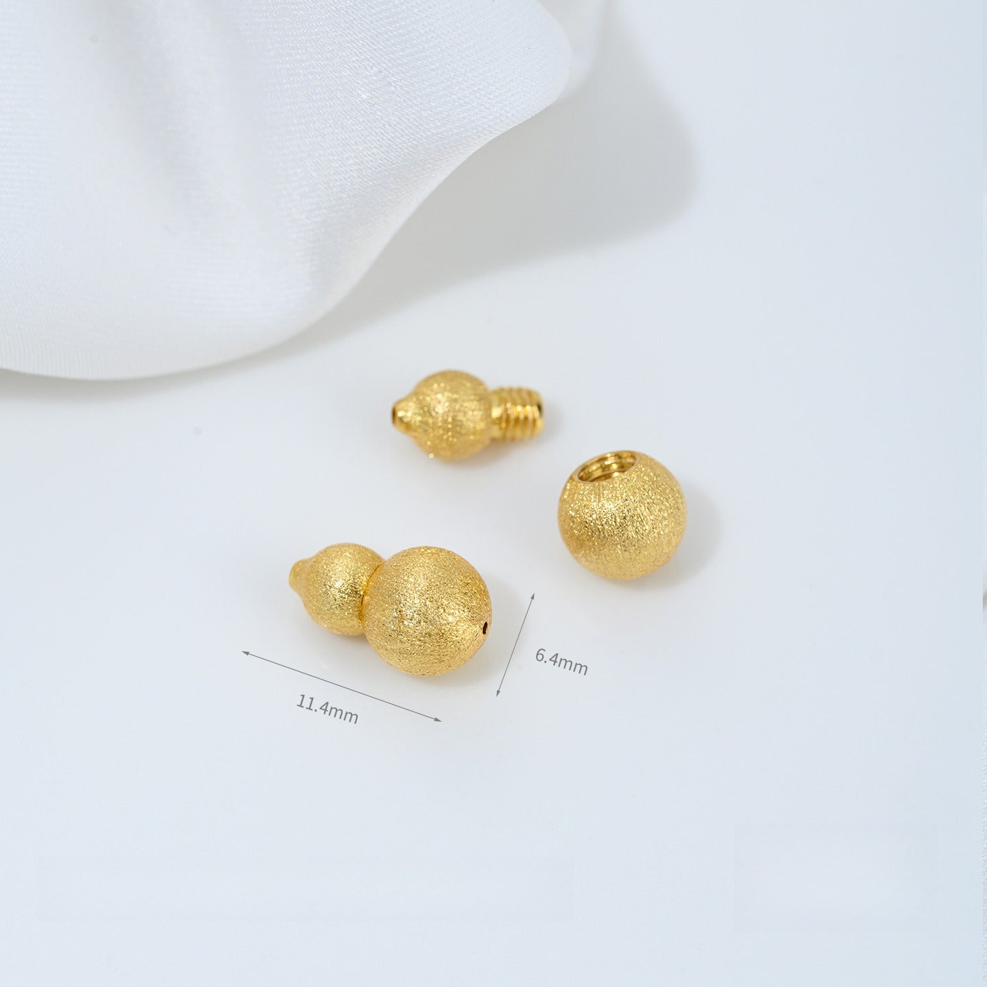 18K Gold Plated Spiral Button & Brushed Gourd Clasp | DIY Pearl Necklace Bracelet Connector - Tarnis