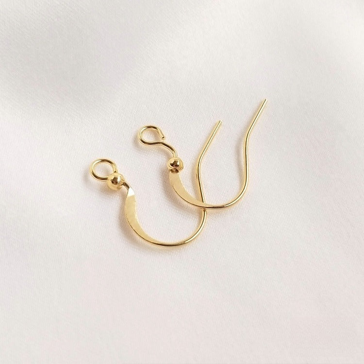 Tarnish-Resistant 14K Light Gold & 18K Real Gold Plated Flat Ear Hooks | DIY Earring Findings Craft Supplies