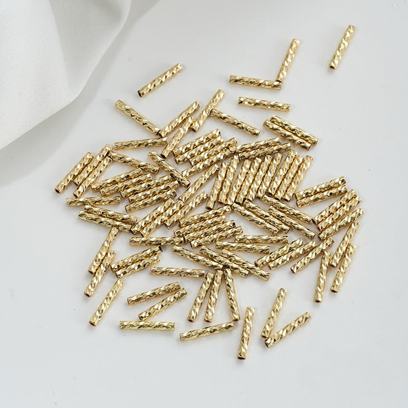 14K Gold Plated Tarnish-Resistant Filigree Tube Beads