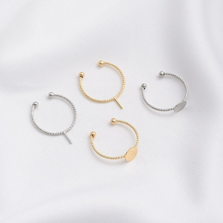 Tarnish-Resistant 14K Gold Plated Ring Settings | Flat/Open Filigree DIY Ring Blanks - For Half-Drilled Beads & Glue-On Cabochons