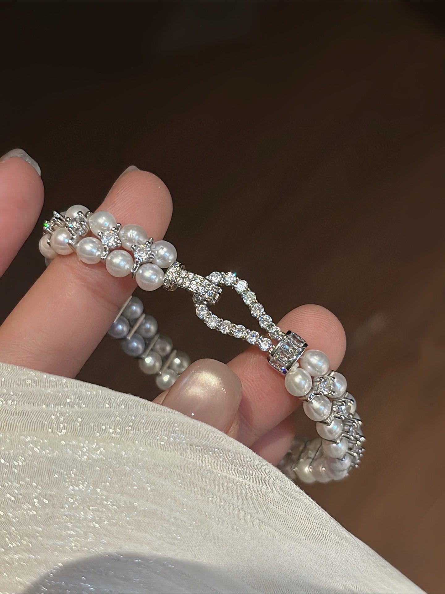 Natural Freshwater Pearl Bracelet - Double-Row Horseshoe Clasp Luxury Fashion Hand Jewelry