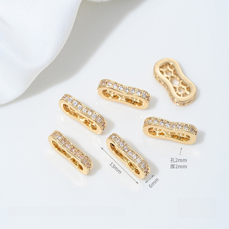 14K Gold Filled Tarnish-Resistant Peanut CZ Spacers - Double & Triple-Row Separators for DIY Jewelry