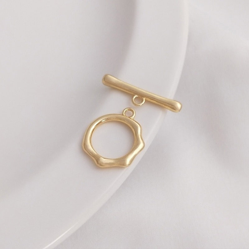 14K Gold Plated Multi-Faceted Round OT Clasp | DIY Jewelry Connector