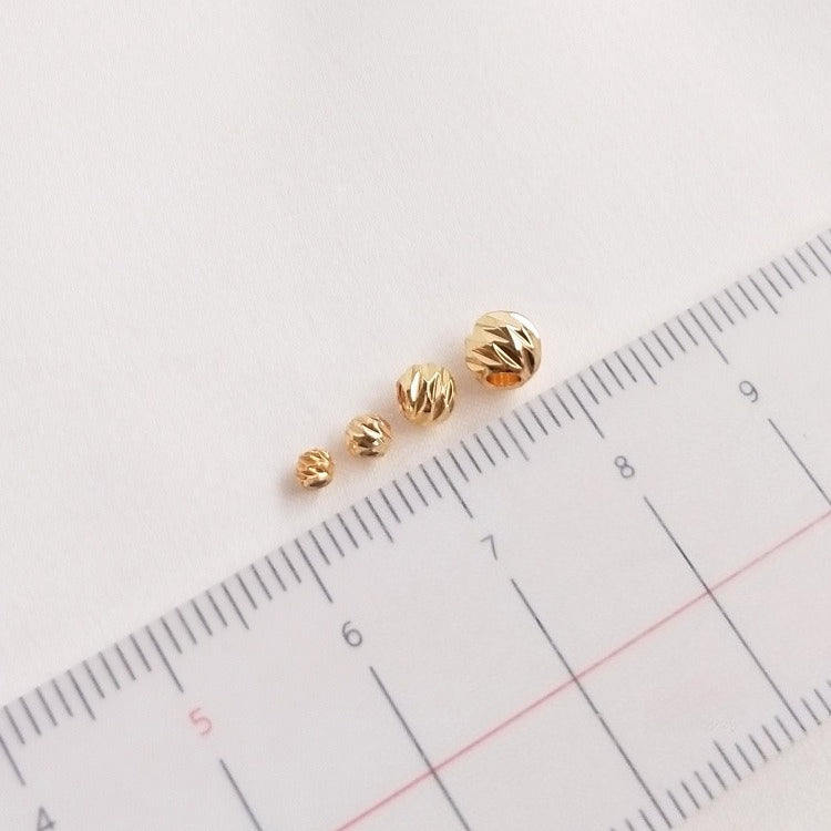 Tarnish-Resistant 14K Gold Plated Beads | Cross-Cut Floral & Round Loose Spacer Beads for DIY Bracelets Necklaces Jewelry