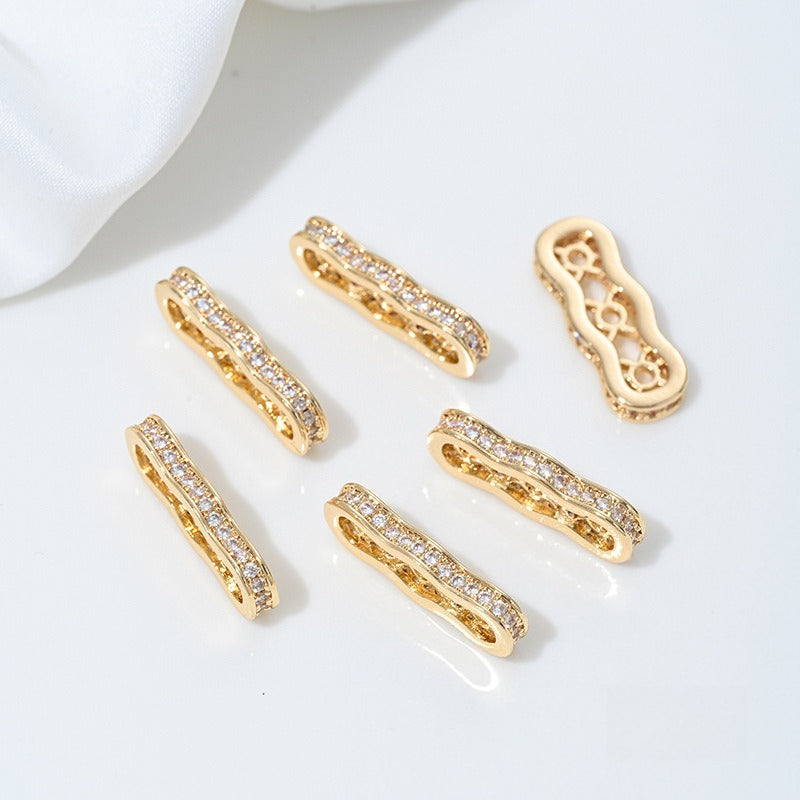 14K Gold Filled Tarnish-Resistant Peanut CZ Spacers - Double & Triple-Row Separators for DIY Jewelry
