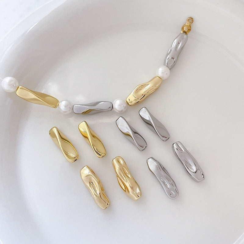 18K Gold Filled Baroque Tube Beads Long Smooth Spacer Beads DIY Jewelry Making Supplies