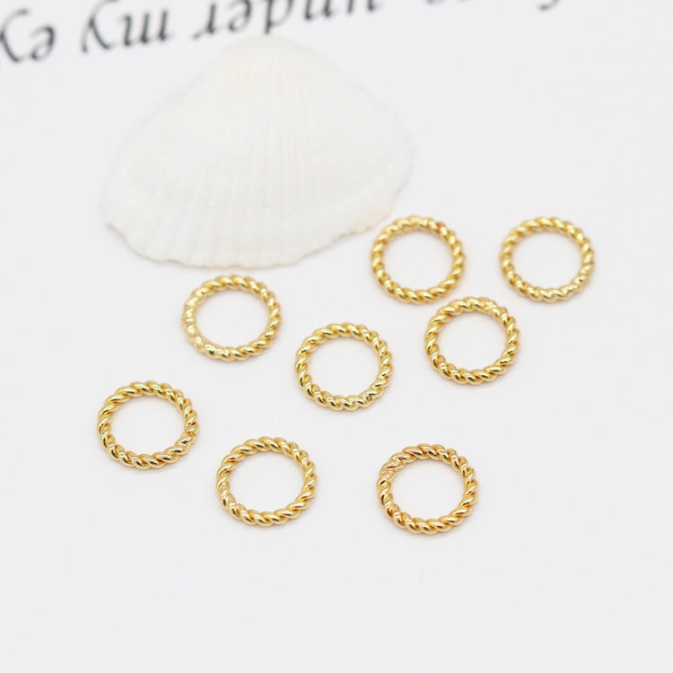 14K real gold small linen wreath earring pendant