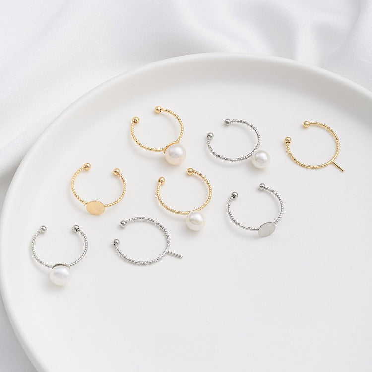Tarnish-Resistant 14K Gold Plated Ring Settings | Flat/Open Filigree DIY Ring Blanks - For Half-Drilled Beads & Glue-On Cabochons