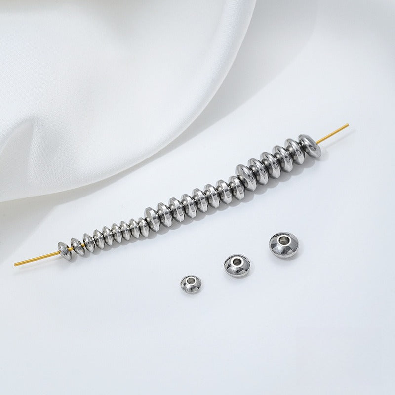 Tarnish-Resistant Titanium Steel Spacer Beads | Stainless Steel Jewelry Making Supplies (Abacus/Flying Saucer Shape)