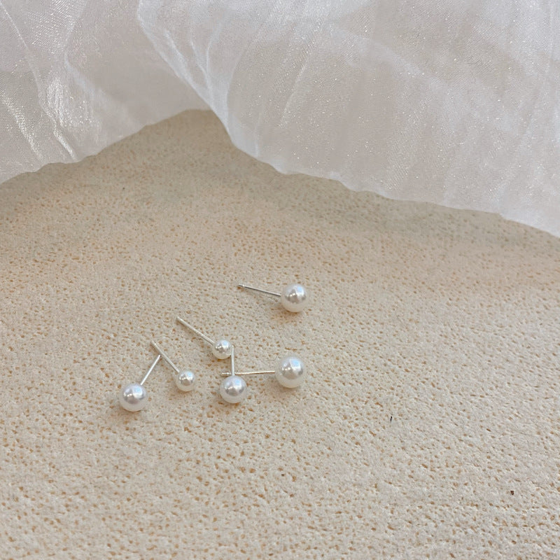 Tiny Round Pearl Stud Set - Hypoallergenic Healing Earrings for Women
