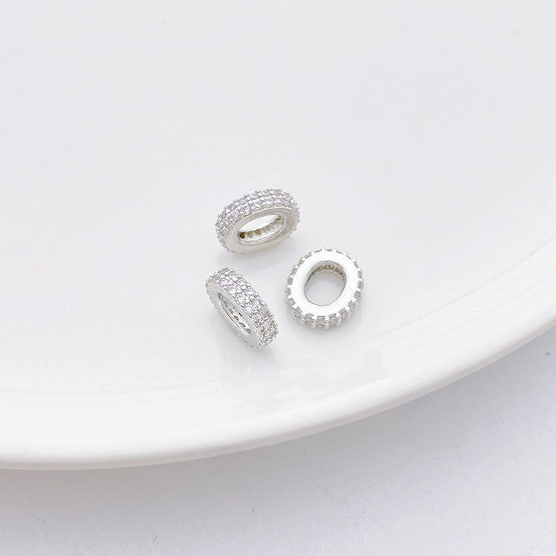 Rhodium-Plated Tarnish-Resistant CZ Loose Beads - Gear & Snowflake Barrel Beads for DIY Jewelry Making