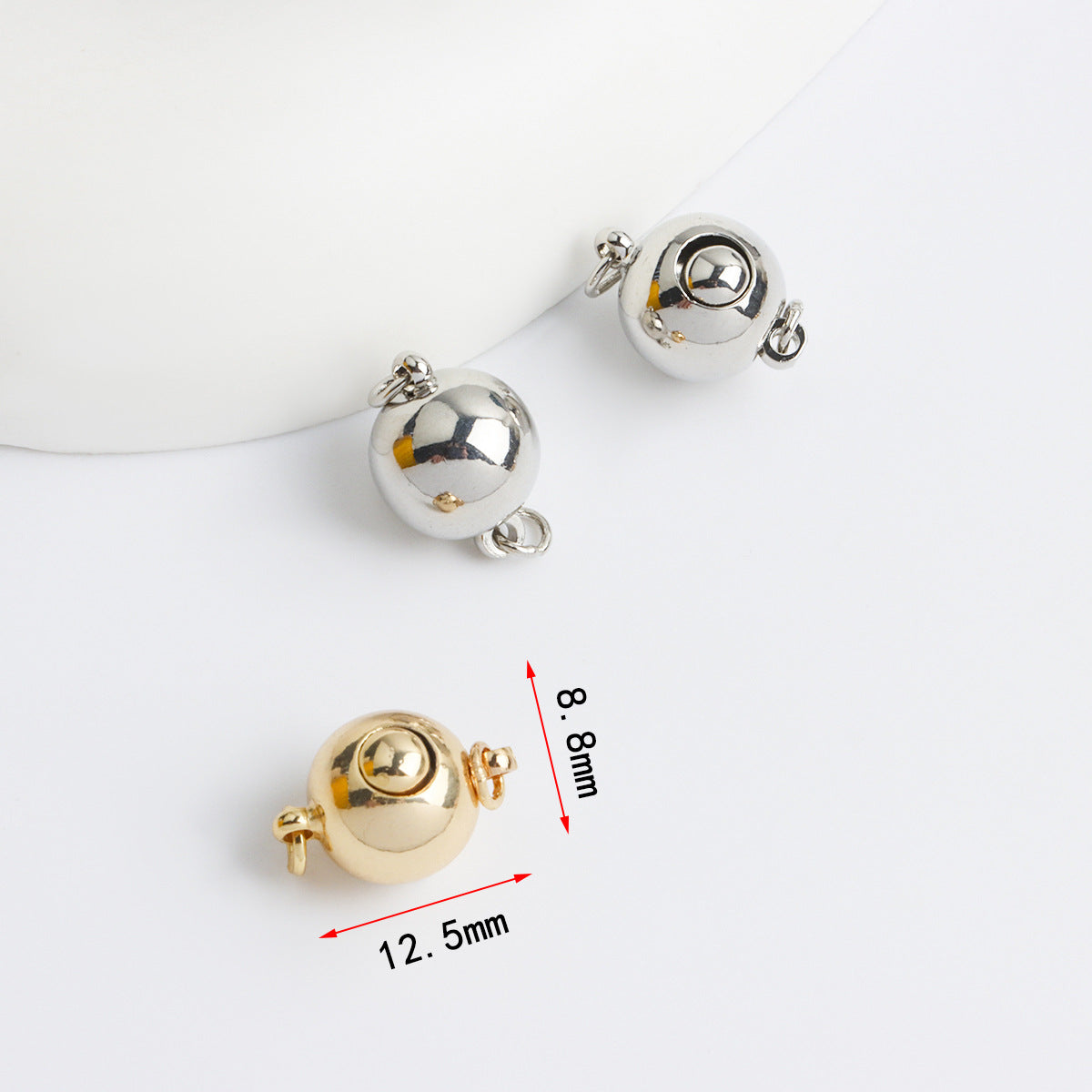 18K Real Gold Plated Tarnish-Resistant Ball Clasps - Single-Row Barrel Connectors for DIY Jewelry