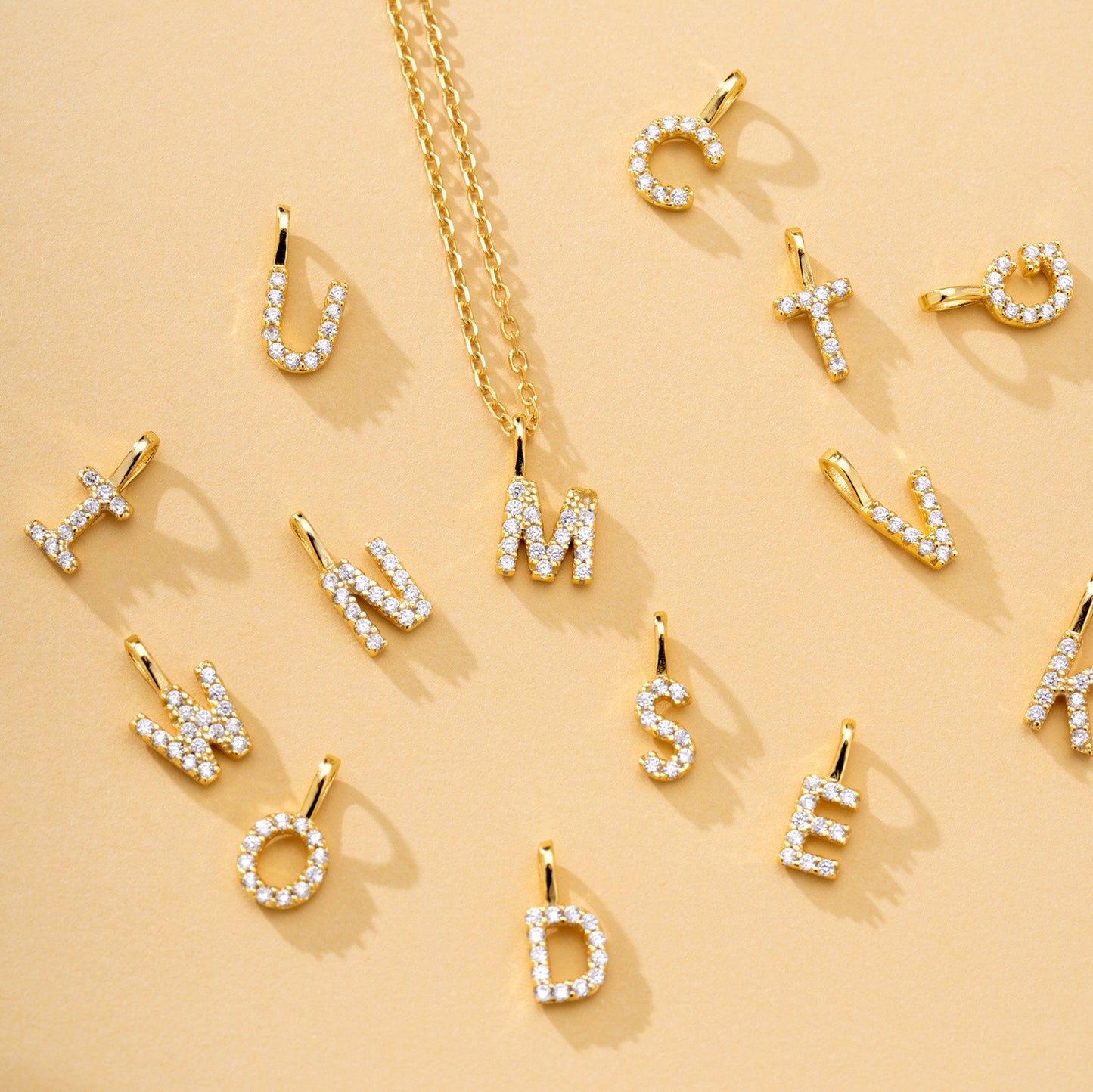 S925 Sterling Silver Custom Name Letter Pendants | Full Zircon Initial Necklaces