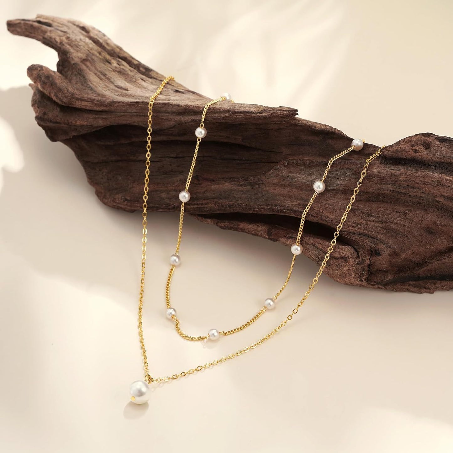 18K Gold Plated Stainless Steel - Pearl Pendant Necklace