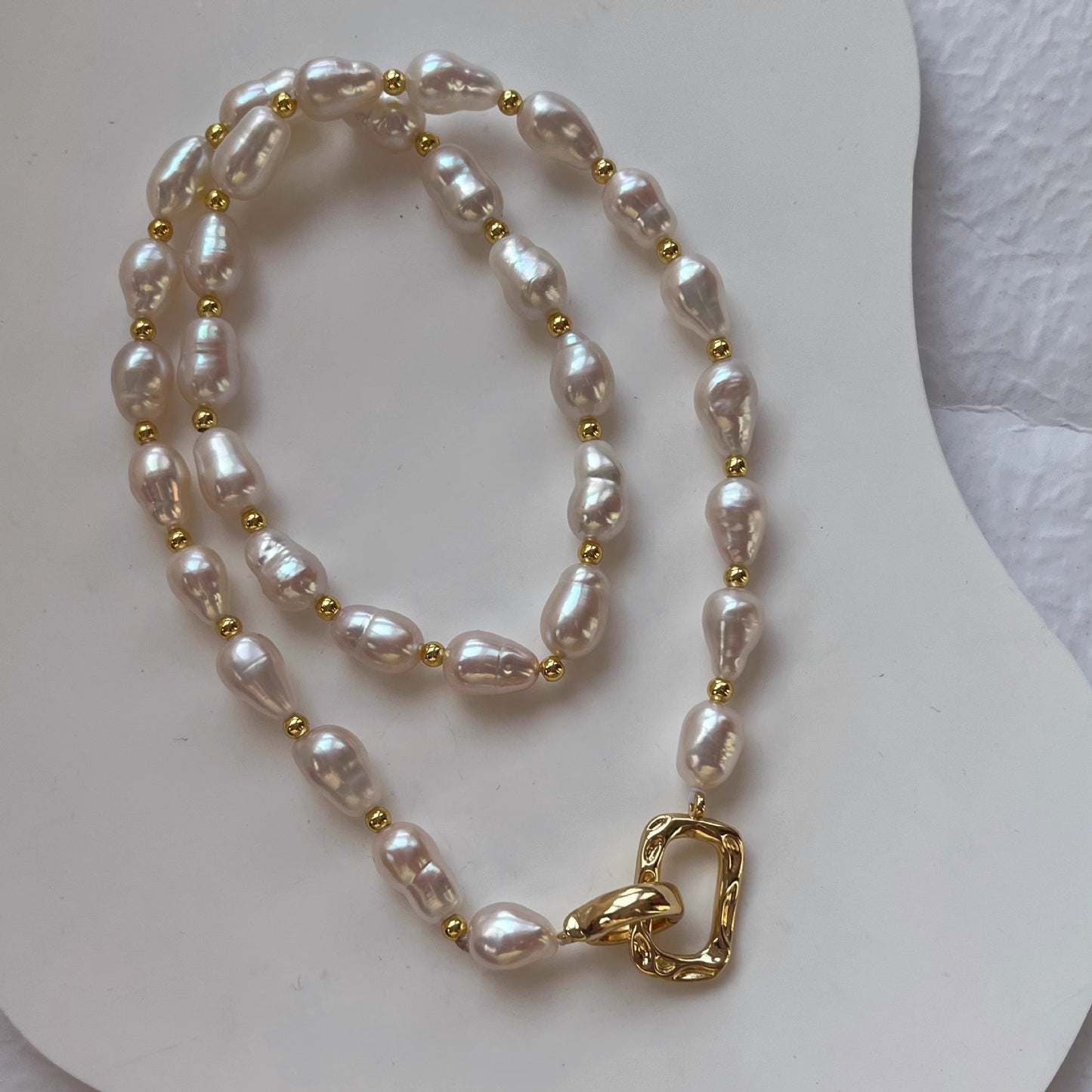 Ins Style Freshwater Pearl Gold Spacer Sweater Chain - Versatile Fashion Necklace