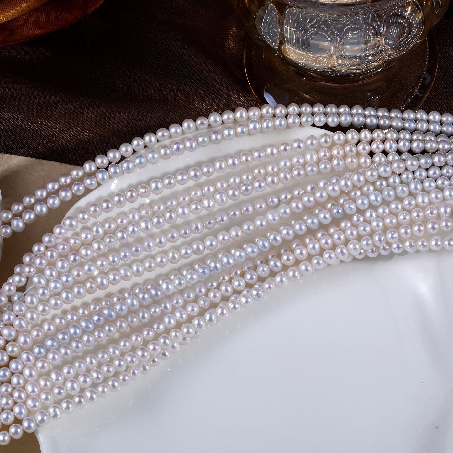 3 - 4mm Zhuji Freshwater Rice Pearl Beads - Near Round High Shine for DIY Necklace Jewelry Making