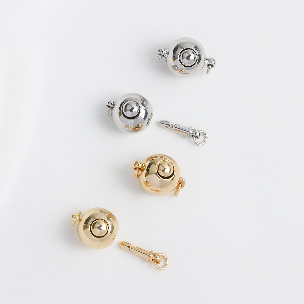 18K Real Gold Plated Tarnish-Resistant Ball Clasps - Single-Row Barrel Connectors for DIY Jewelry
