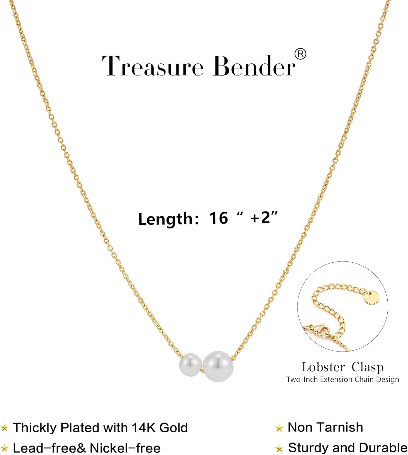 18K Gold Plated Stainless Steel - Pearl Pendant Necklace