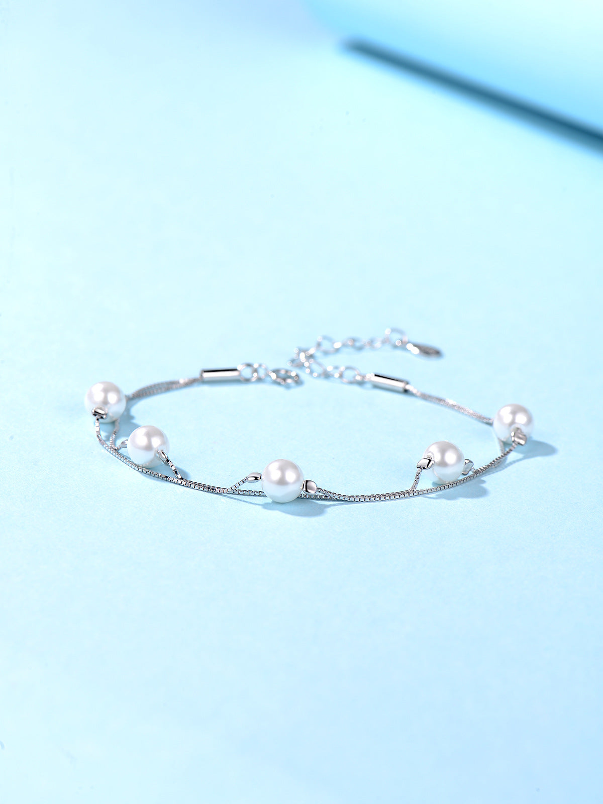 Double - layer Imitation Pearl Bracelet - 925 Sterling Silver Jewelry Perfect Gift for Best Friends
