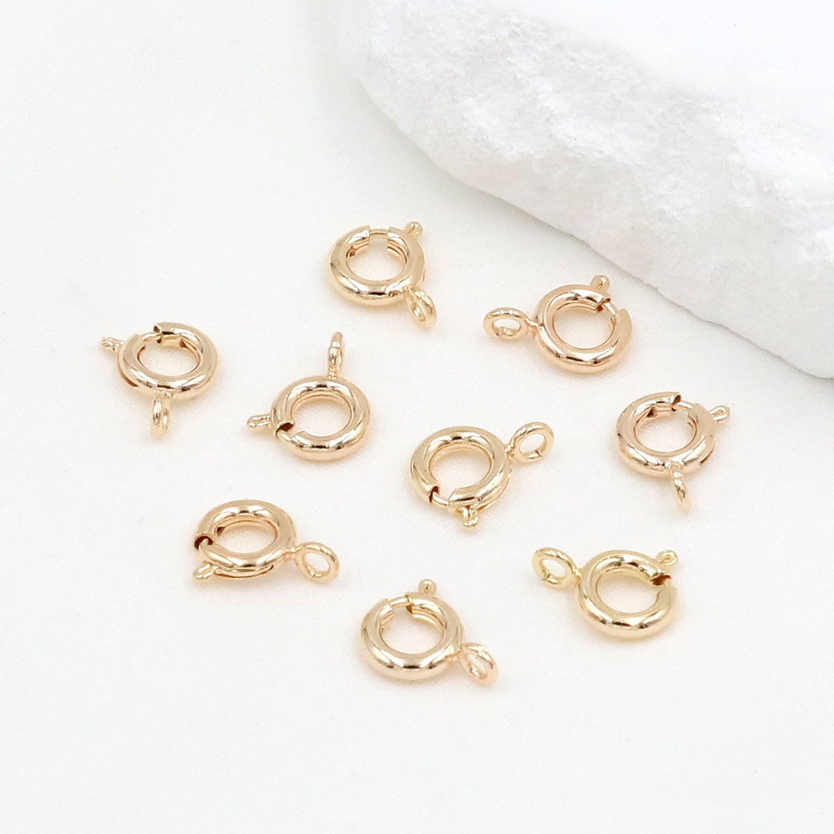 18K Real Gold Plated O-Shape Spring Clasp | DIY Jewelry Necklace Clasp (Rose Gold/White Gold) - Durable Gold Cord Lock B92