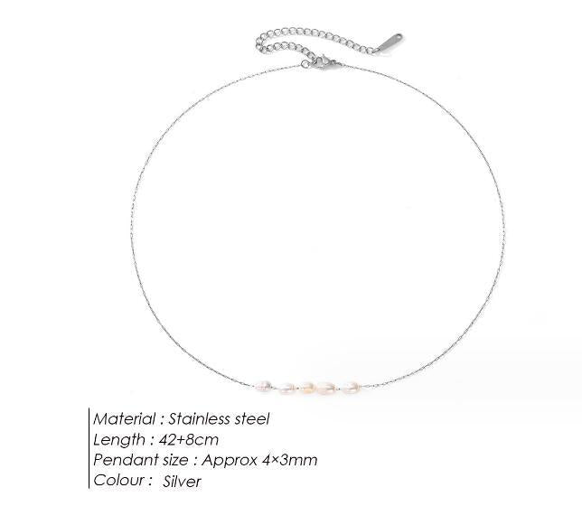 Minimalist Smile Pendant Necklace - Stainless Steel Baroque Freshwater Pearl Necklace for Women