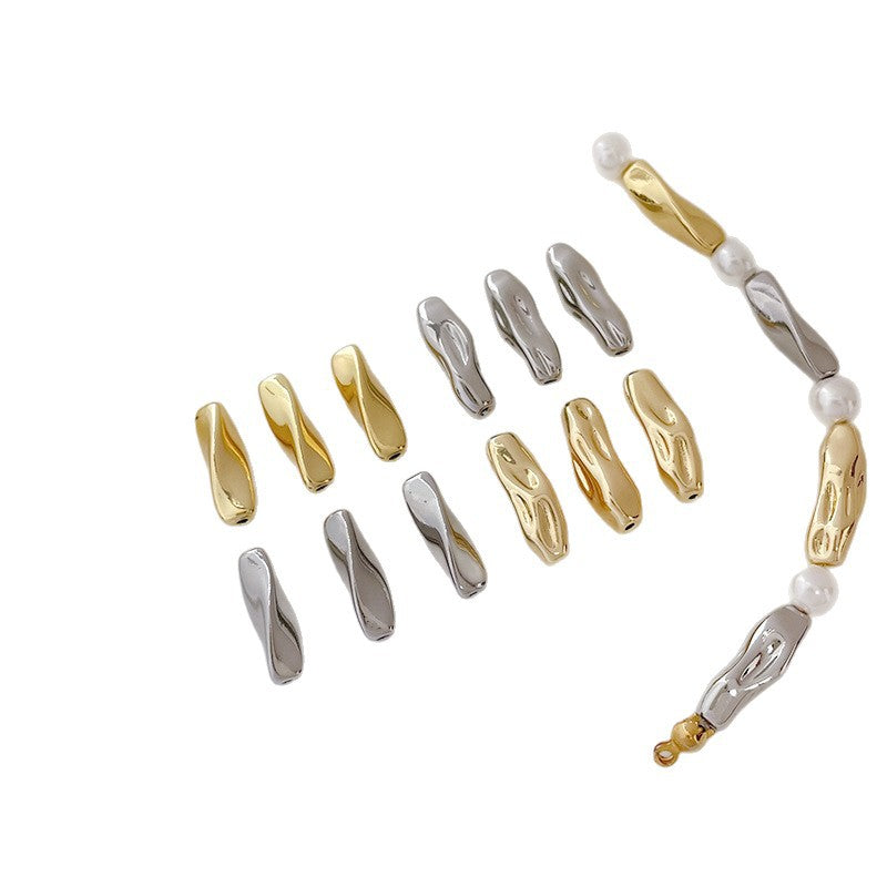 18K Gold Filled Baroque Tube Beads Long Smooth Spacer Beads DIY Jewelry Making Supplies