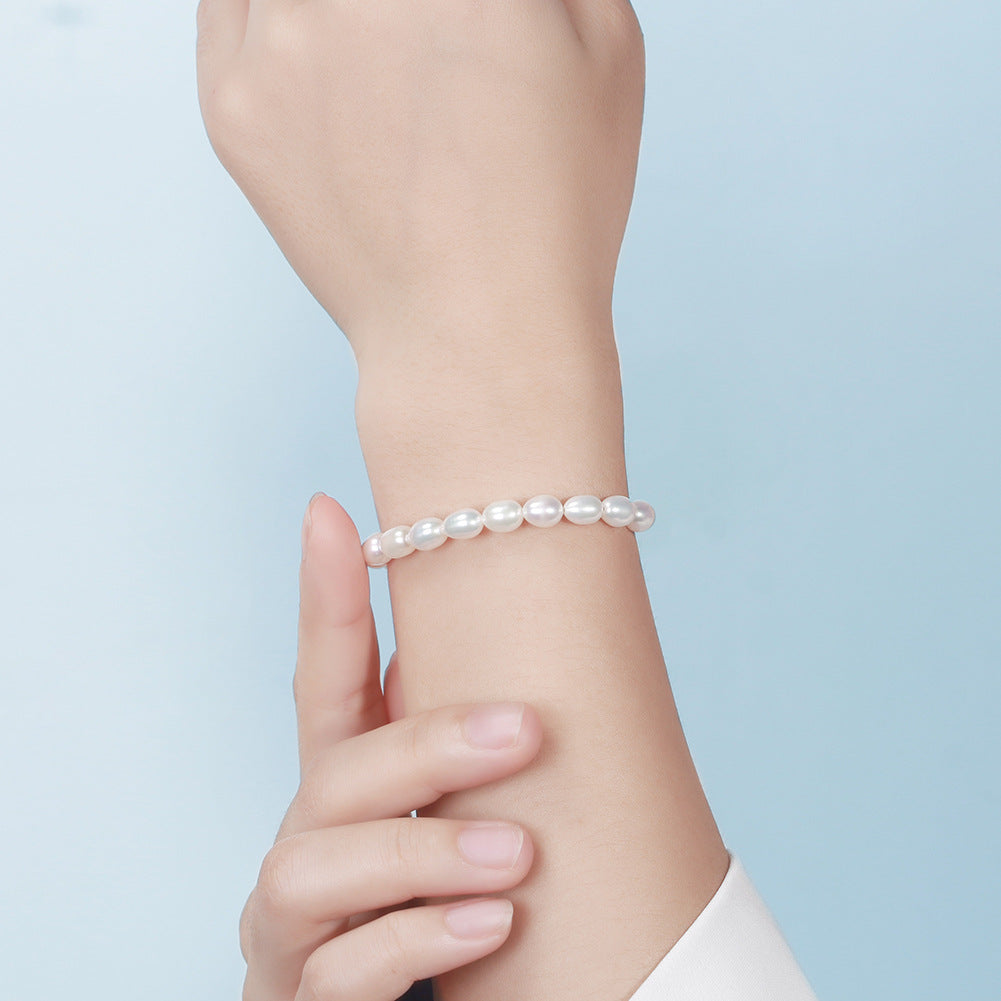 S925 Sterling Silver Adjustable Bracelet - Natural Baroque Freshwater Pearl
