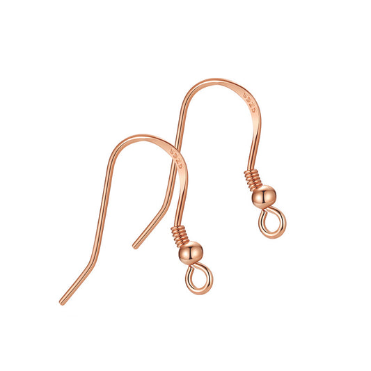 S925 Sterling Silver Gold-Plated Beaded Spring Ear Hooks - Minimalist DIY Earring Findings for Women