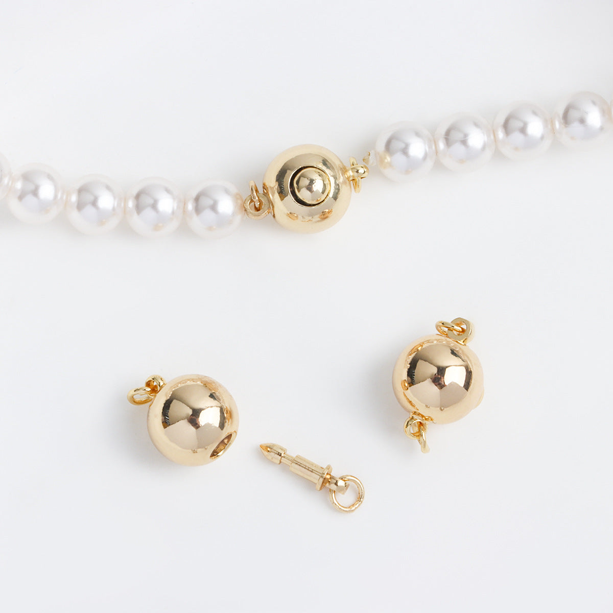 18K Real Gold Plated Tarnish-Resistant Ball Clasps - Single-Row Barrel Connectors for DIY Jewelry