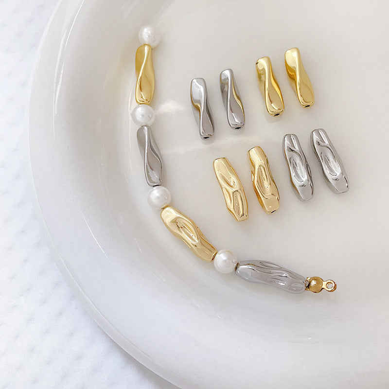 18K Gold Filled Baroque Tube Beads Long Smooth Spacer Beads DIY Jewelry Making Supplies