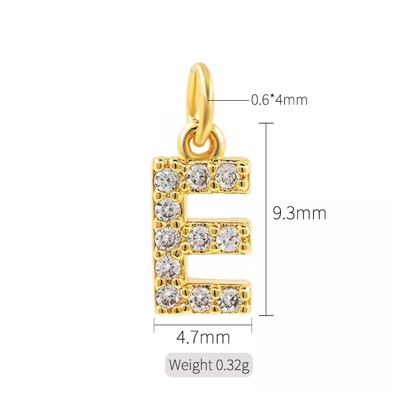 A 14K zircon pendant with 26 English letters