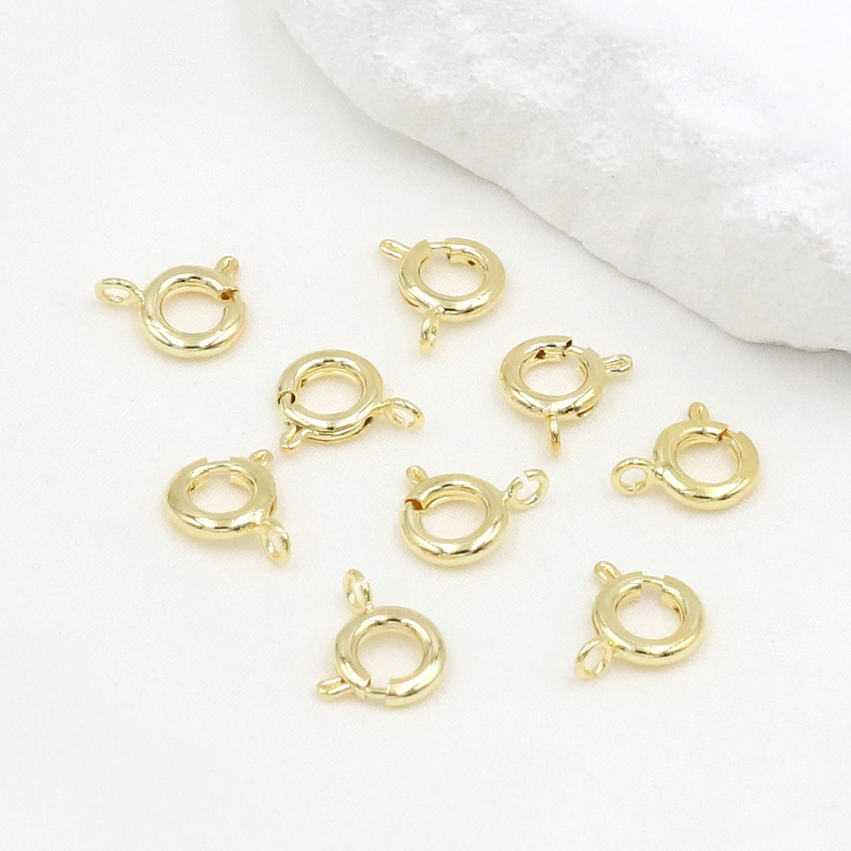 18K Real Gold Plated O-Shape Spring Clasp | DIY Jewelry Necklace Clasp (Rose Gold/White Gold) - Durable Gold Cord Lock B92