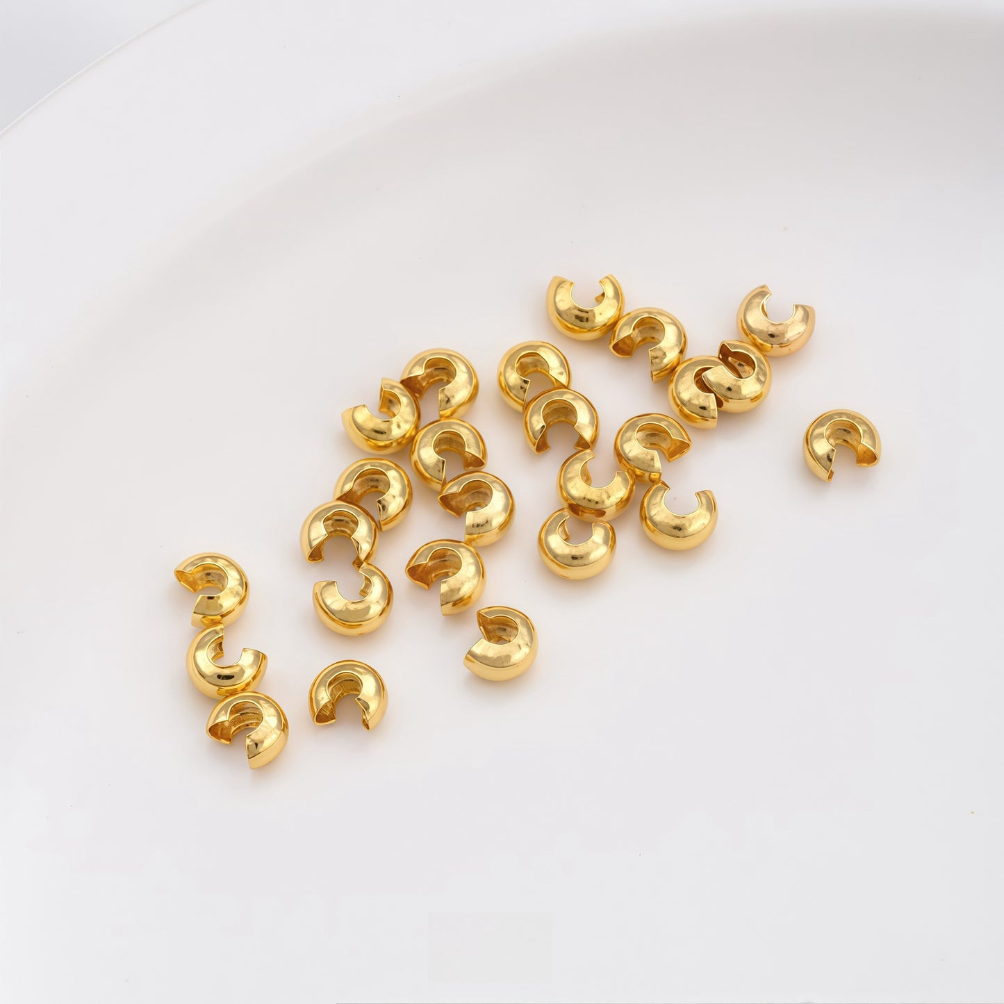 14K Gold Plated Positioning Tube End Clasps | Wholesale DIY Jewelry Findings for Necklaces/Bracelets - Crushable Beads
