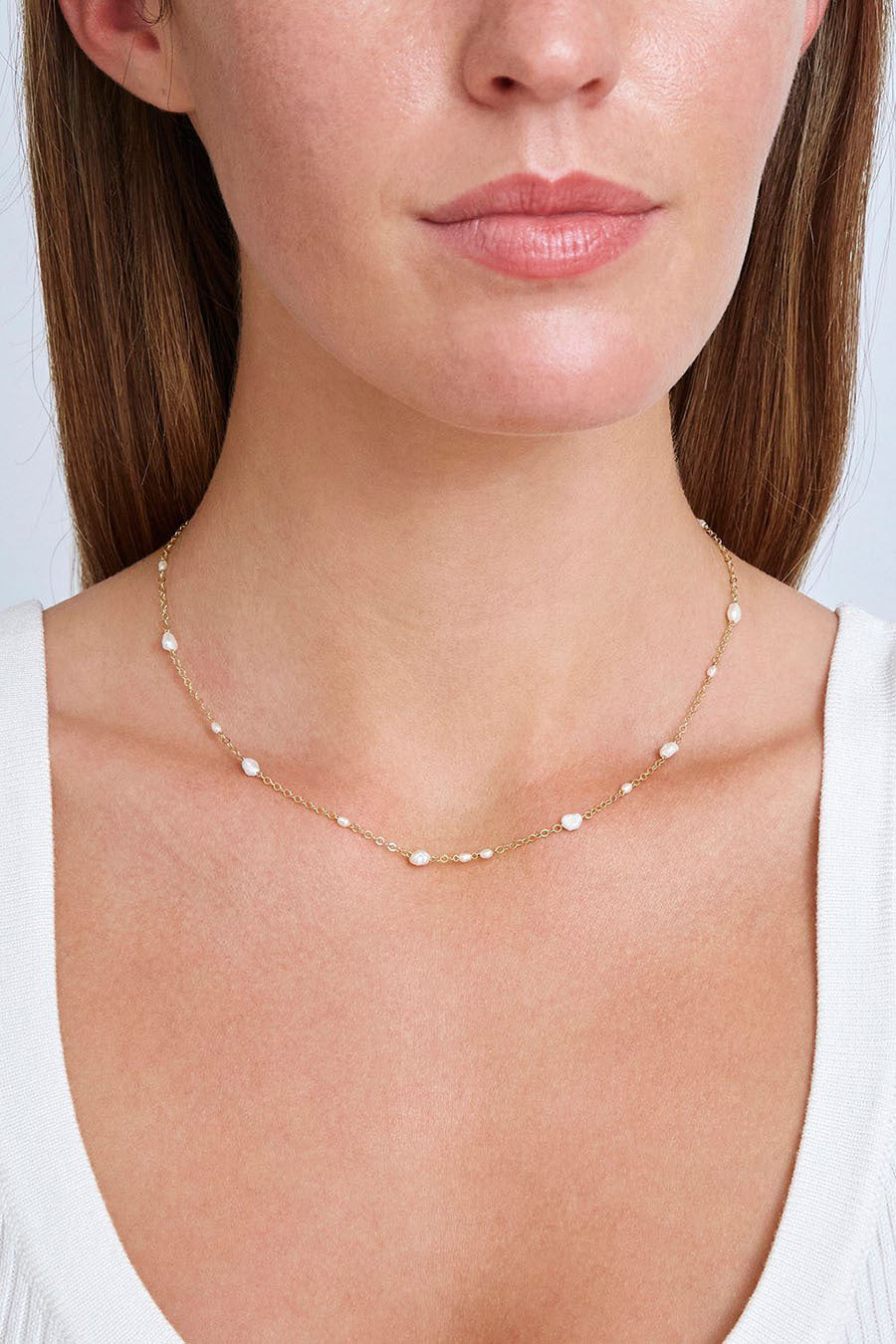 18K Gold Plated Titanium Steel - Tarnish Resistant Natural Freshwater Pearl Necklace