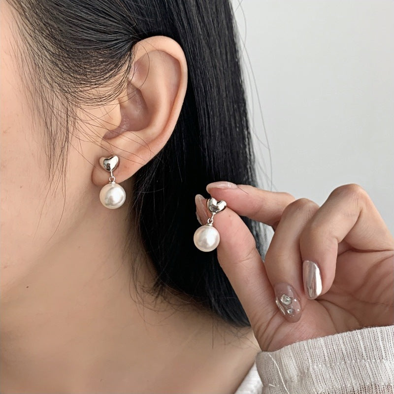 S925 Sterling Silver Heart Earring Settings - DIY Semi - finished Pearl Parts