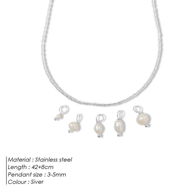 14K Gold Baroque Pearl Clavicle Chain - Freshwater Irregular Design