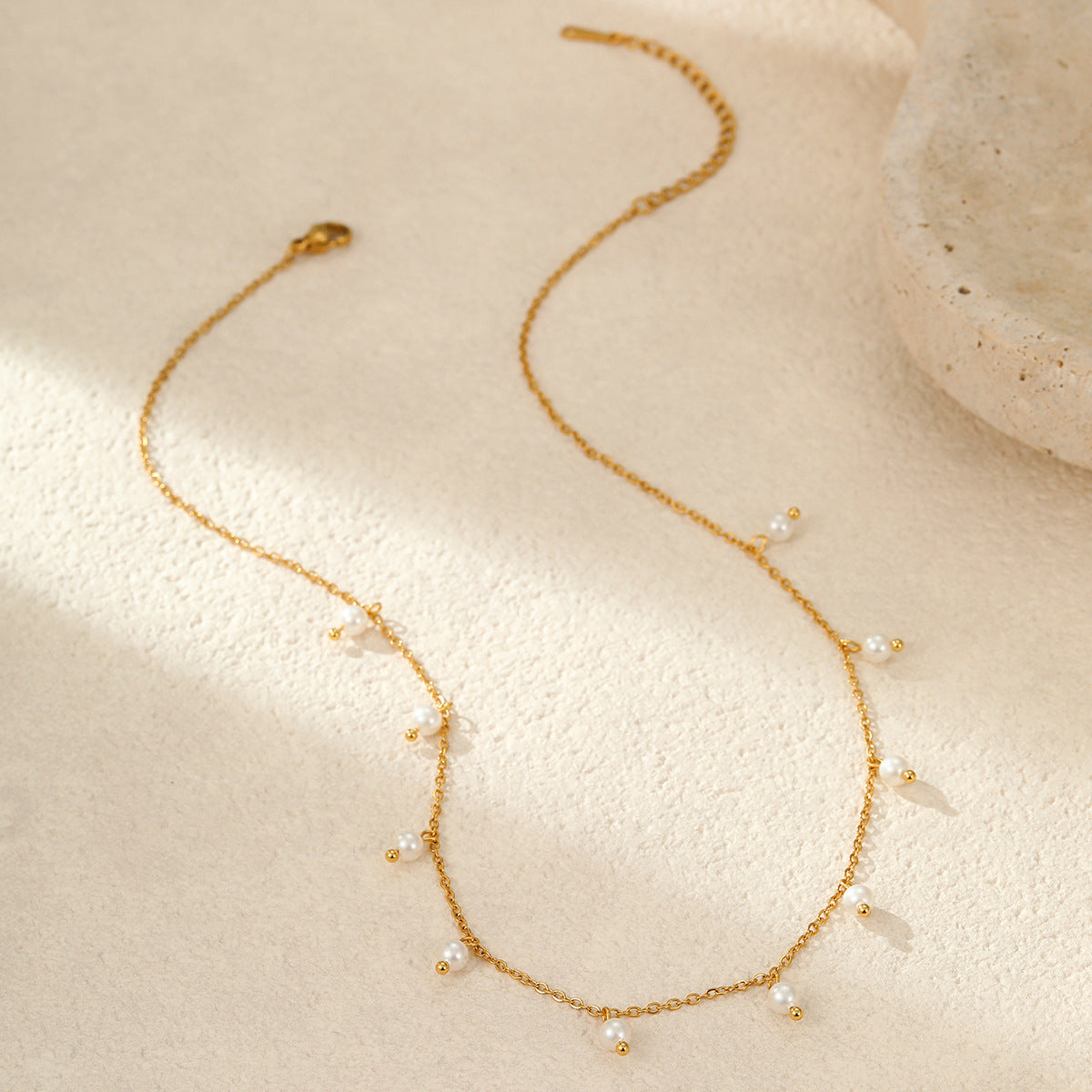 Minimalist 18K Gold Plated Pearl Tassel Necklace - Ins Style High-End  Chain for Women
