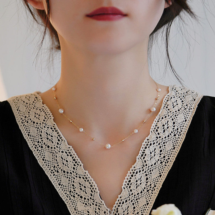 Natural Freshwater Pearl Starry Sky Necklace - Small - Batch Fashionable Collarbone Chain