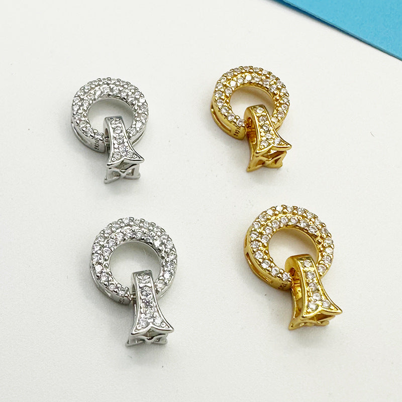 S925 Sterling Silver CZ-Inlaid Crescent Clasps