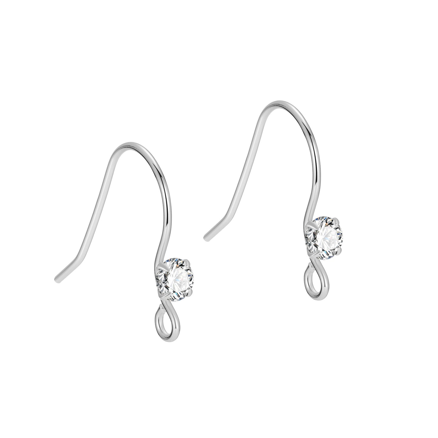 S925 Sterling Silver Handmade Wire Wrapped Earrings - 4-Prong CZ Minimalist DIY Jewelry Findings