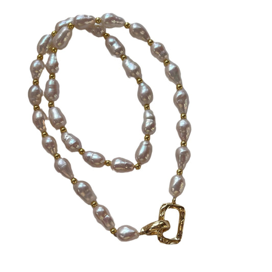 Ins Style Freshwater Pearl Gold Spacer Sweater Chain - Versatile Fashion Necklace