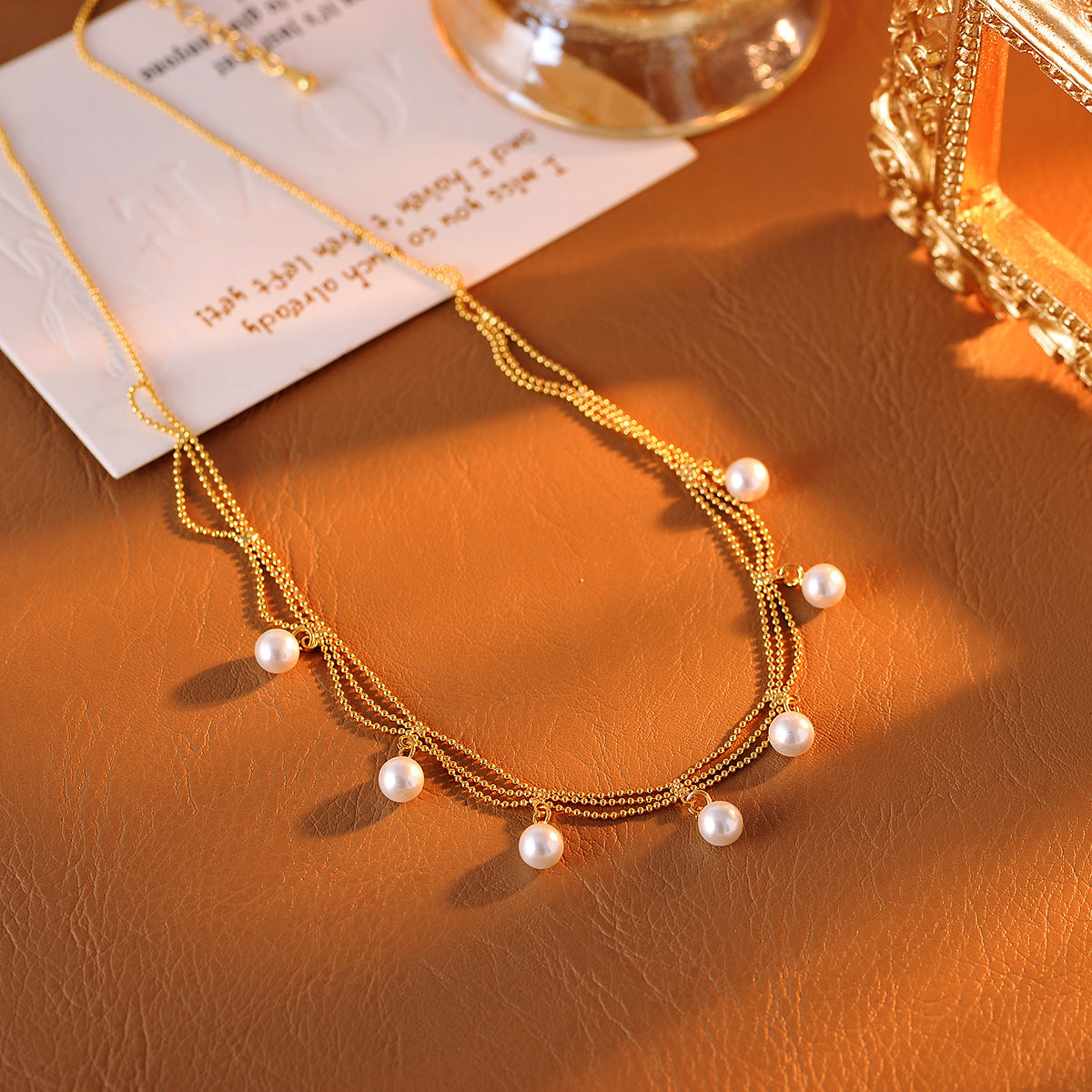 Natural Freshwater Pearl Necklace - Gold Tassel Retro Palace Lace Luxury Collar Chain