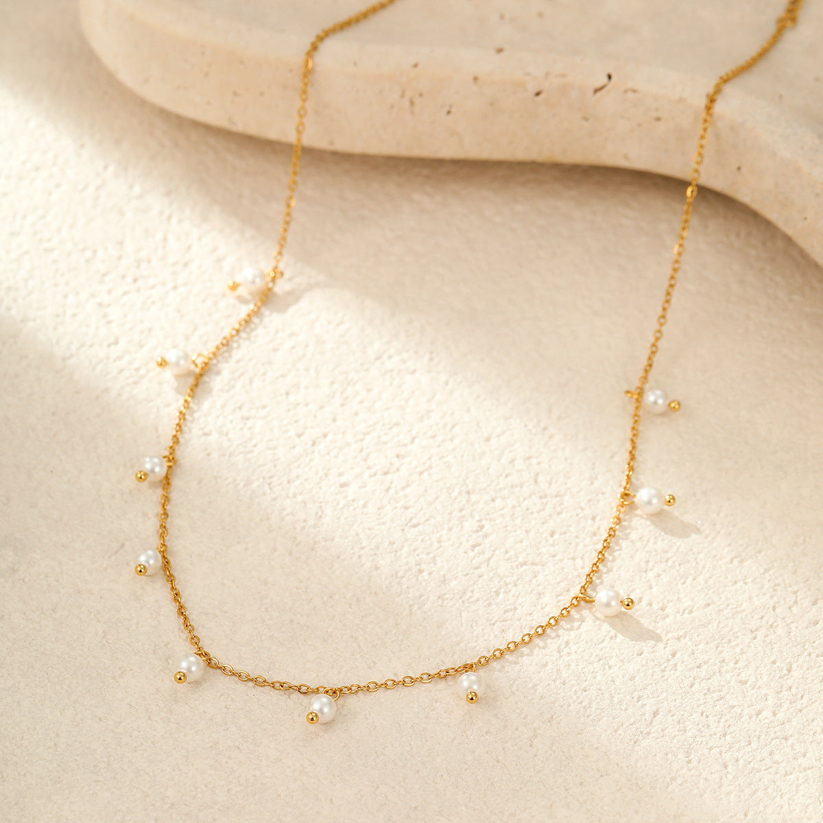 Minimalist 18K Gold Plated Pearl Tassel Necklace - Ins Style High-End  Chain for Women