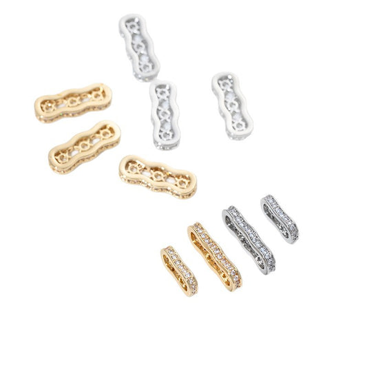 14K Gold Filled Tarnish-Resistant Peanut CZ Spacers - Double & Triple-Row Separators for DIY Jewelry