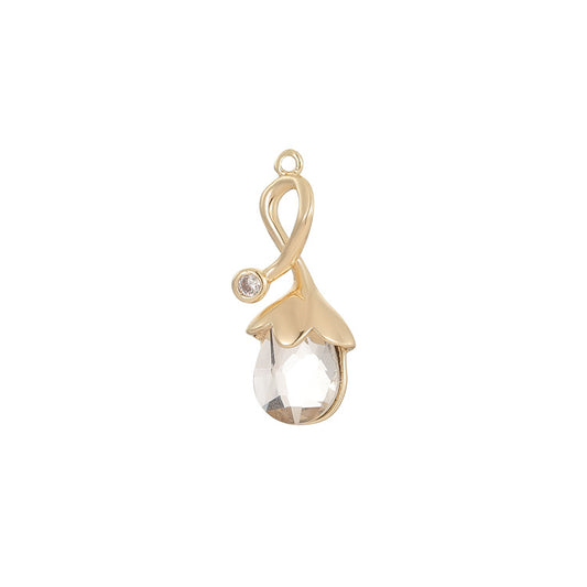 Copper-plated 14k real gold zircon crystal pendant accessory