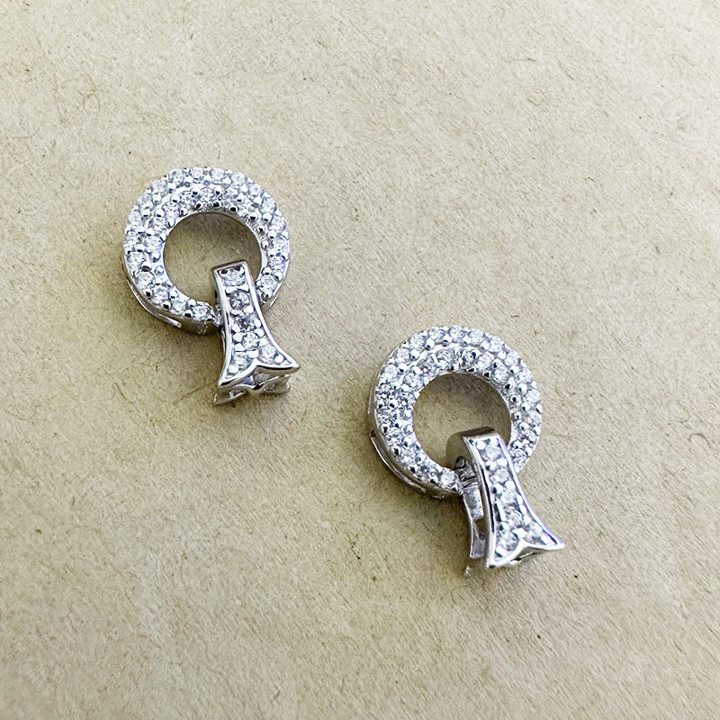S925 Sterling Silver CZ-Inlaid Crescent Clasps