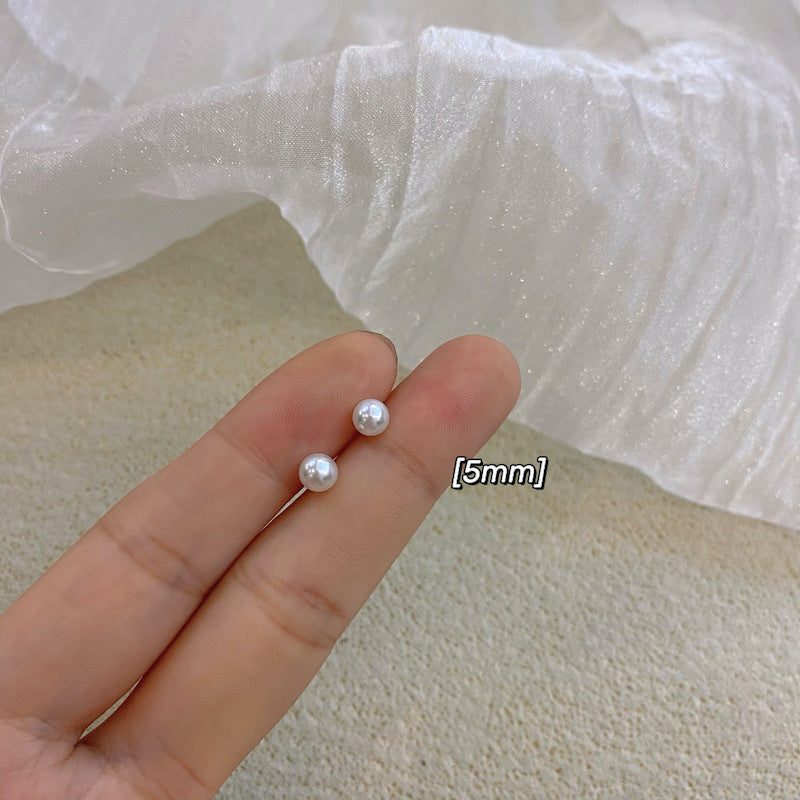 Tiny Round Pearl Stud Set - Hypoallergenic Healing Earrings for Women
