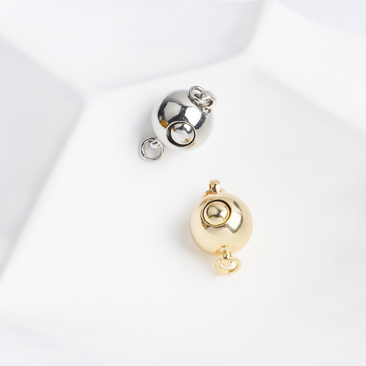 18K Real Gold Plated Tarnish-Resistant Ball Clasps - Single-Row Barrel Connectors for DIY Jewelry