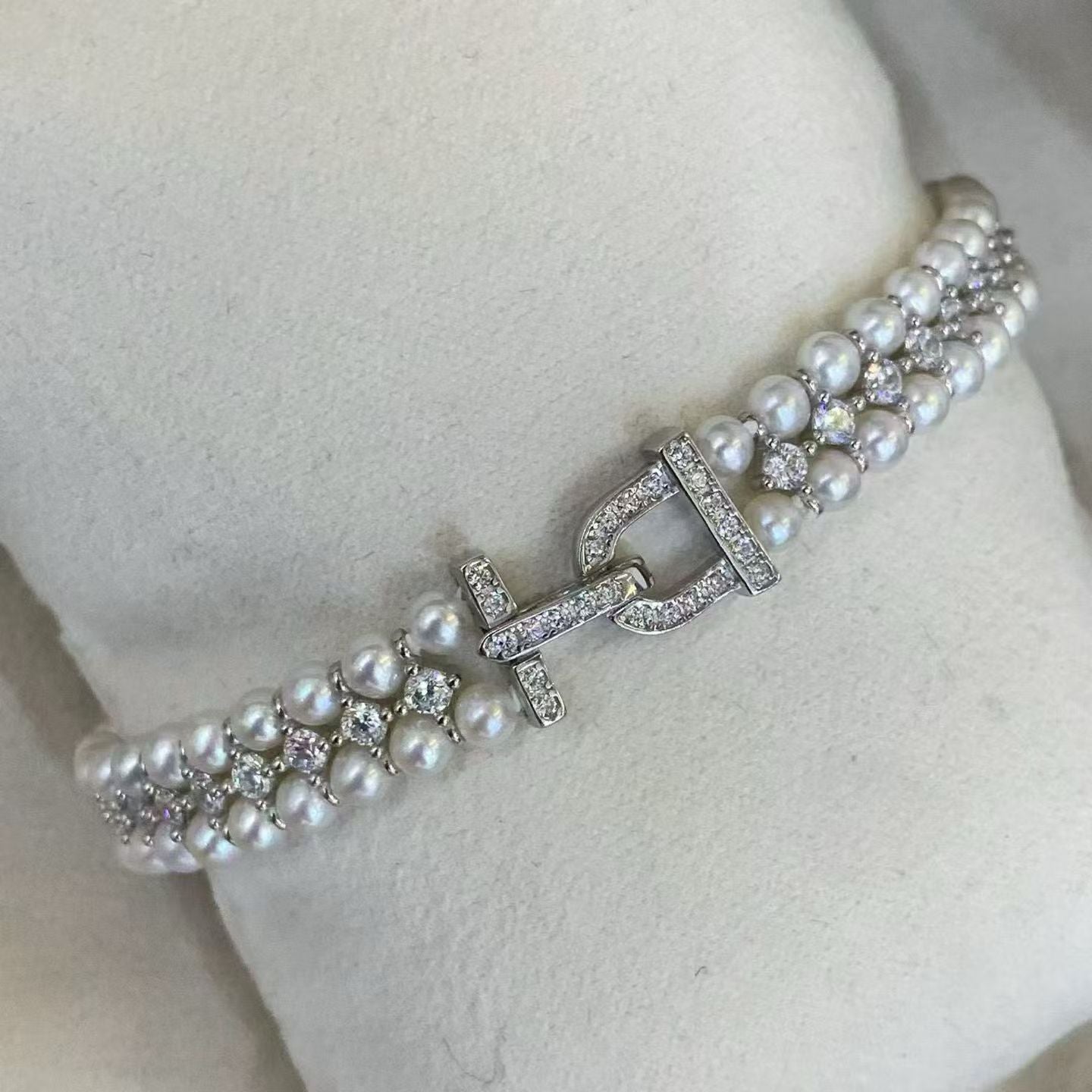 S925 Sterling Silver Multi-Layer Seed Pearl Ring Blank - Spring CZ Setting DIY Handmade Pearl Jewelry