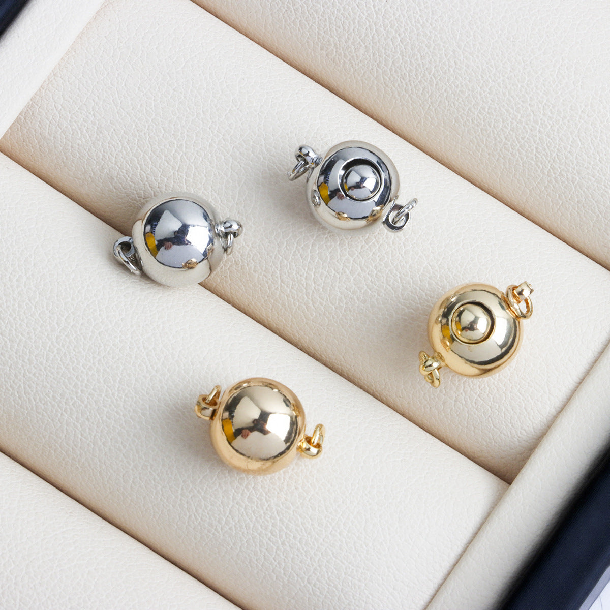 18K Real Gold Plated Tarnish-Resistant Ball Clasps - Single-Row Barrel Connectors for DIY Jewelry